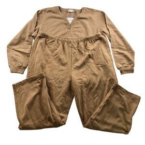 Blair Womens Two-Piece Lounge Top & Pants Set Size 2XL Pullover Brown Travel